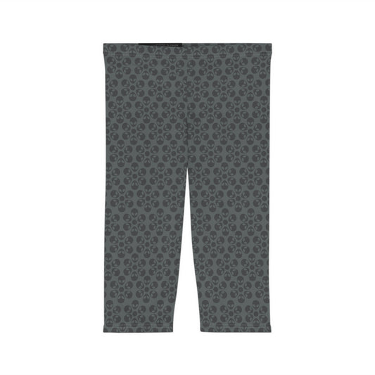 Women’s Capri Leggings Alien Flowers Dark Grey