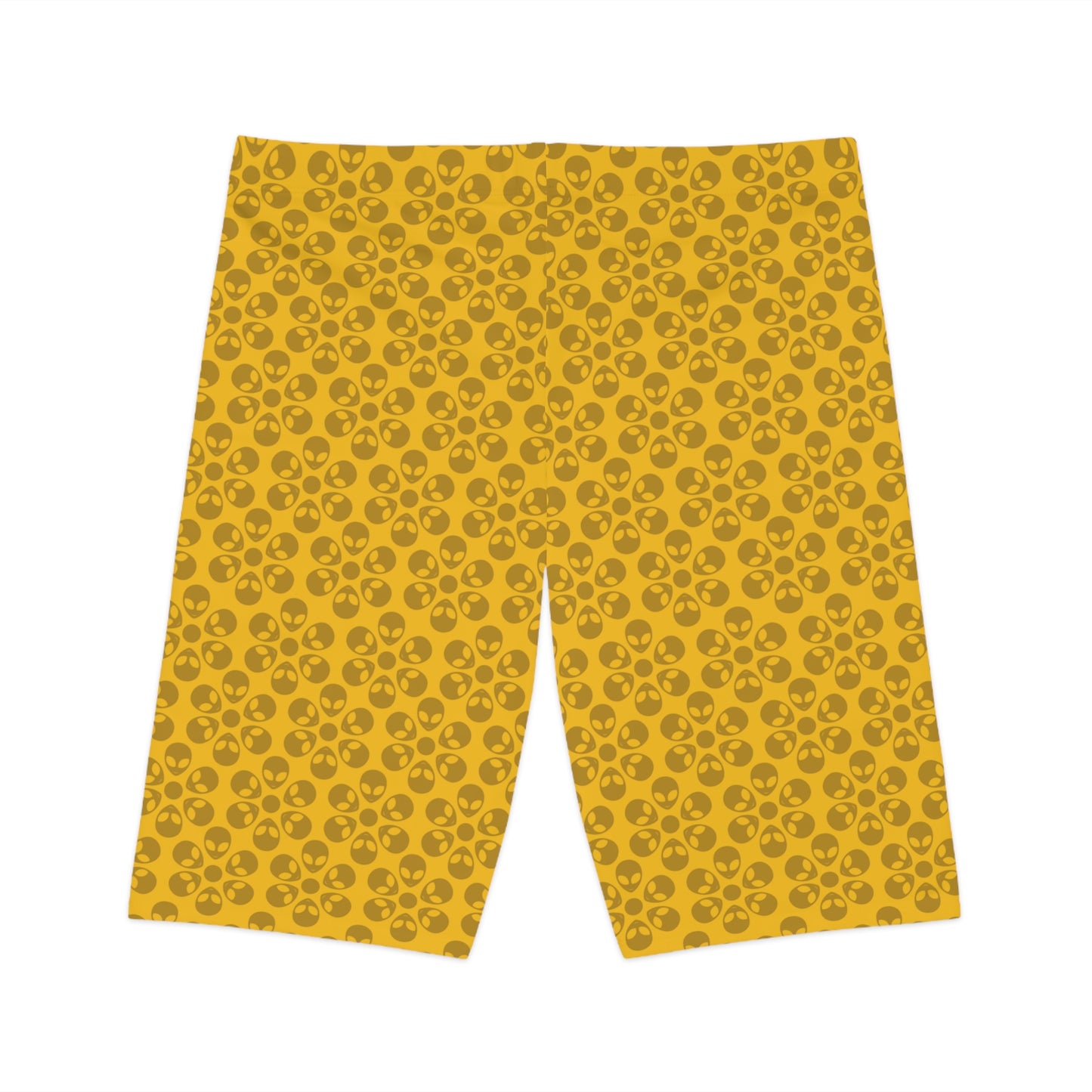 Womens Bike Shorts Alien Flowers Yellow