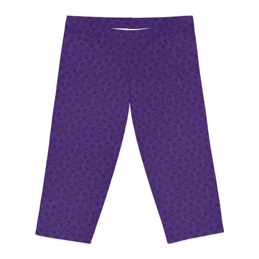 Womens Capri Leggings Alien Flowers Purple