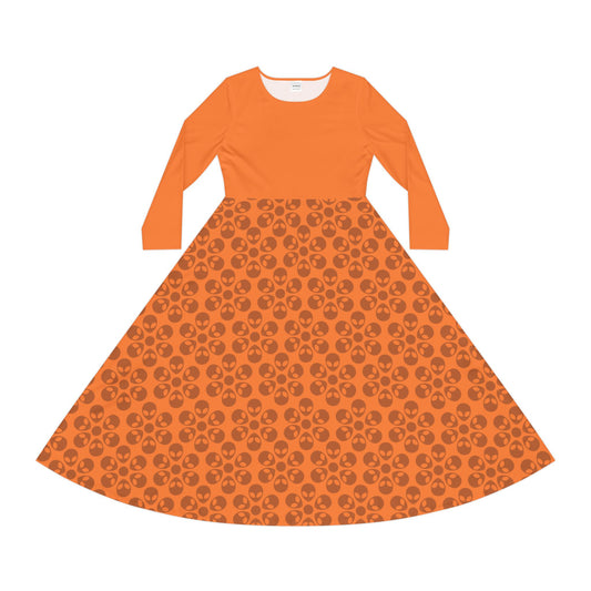 Womens Long Sleeve Dance Dress Alien Flowers Crusta