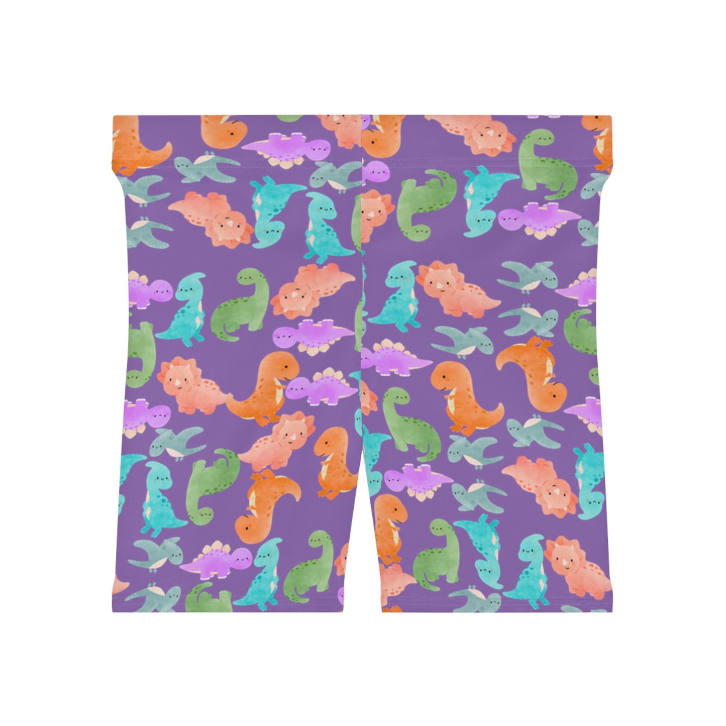 Colorful Dinosaur Womens Biker Shorts  AOP Perfect for Casual Wear workout Summer Birthdays Playdates Unique Gift Rainbow Dinos Light Purple