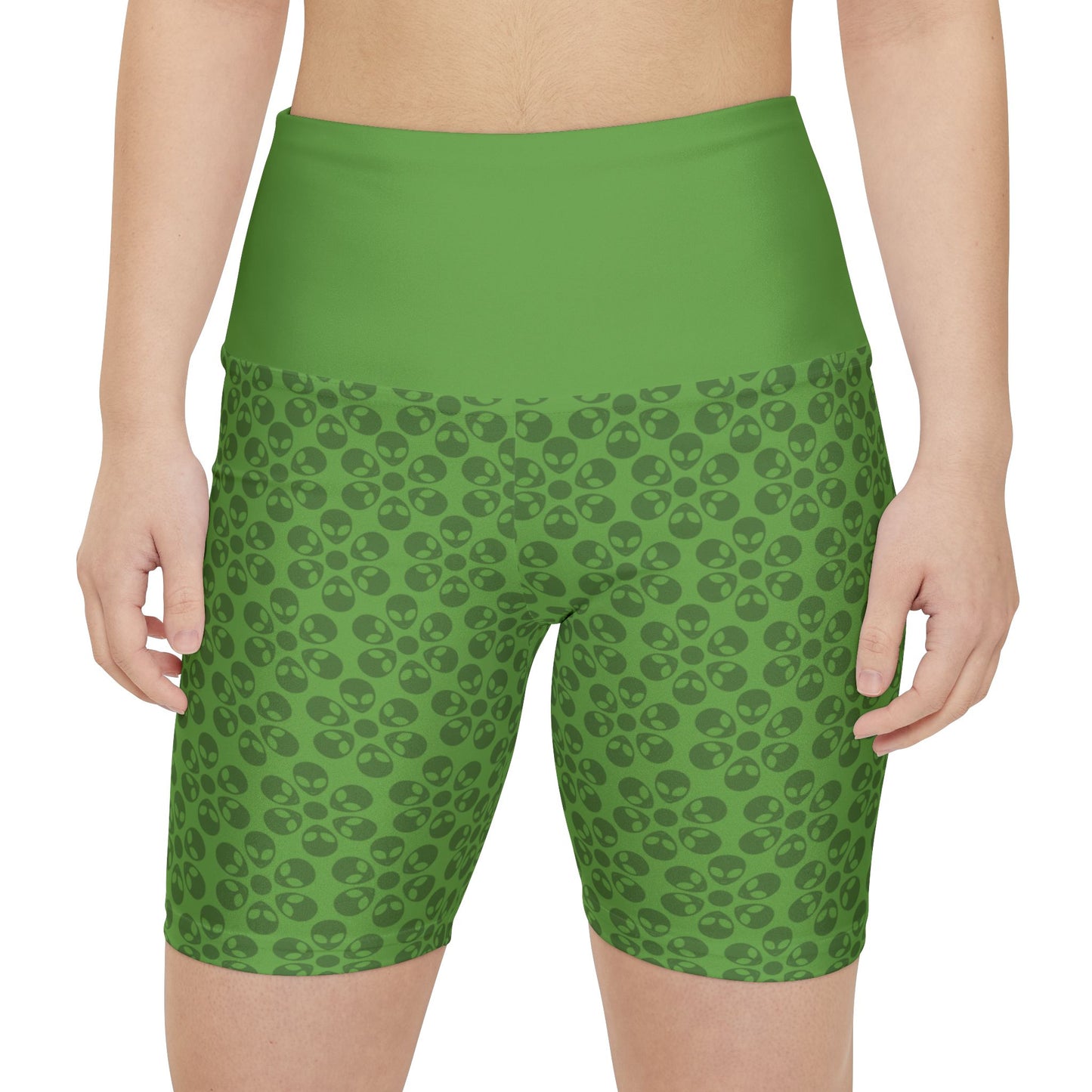 Womens Workout Shorts  Alien Flowers Green