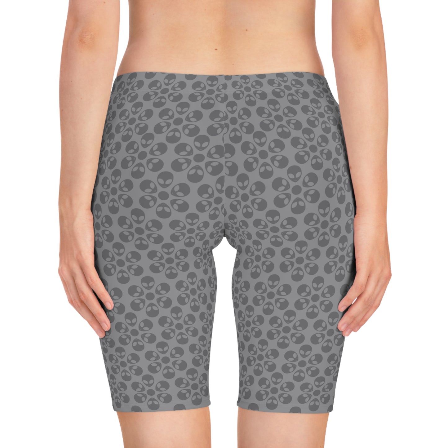 Womens Bike Shorts Alien Flowers Grey