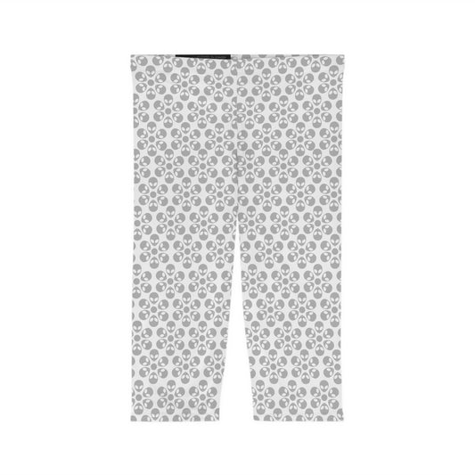 Women’s Capri Leggings Alien Flowers Dark Grey