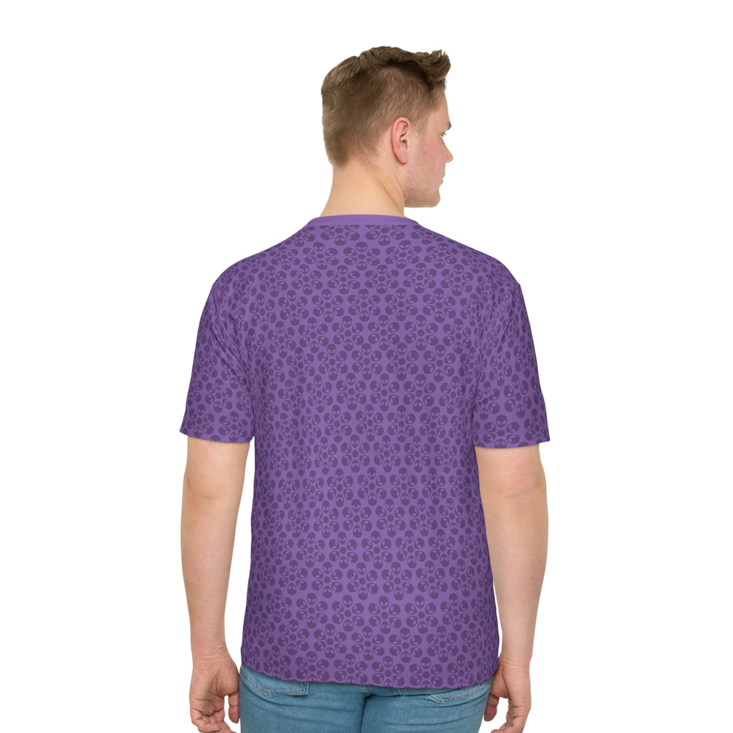 Mens Casual Graphic Tee Stylish Loose Tshirt Gift for Him Summer Fashion Relaxed Fit Wear Alien Flowers Light Purple