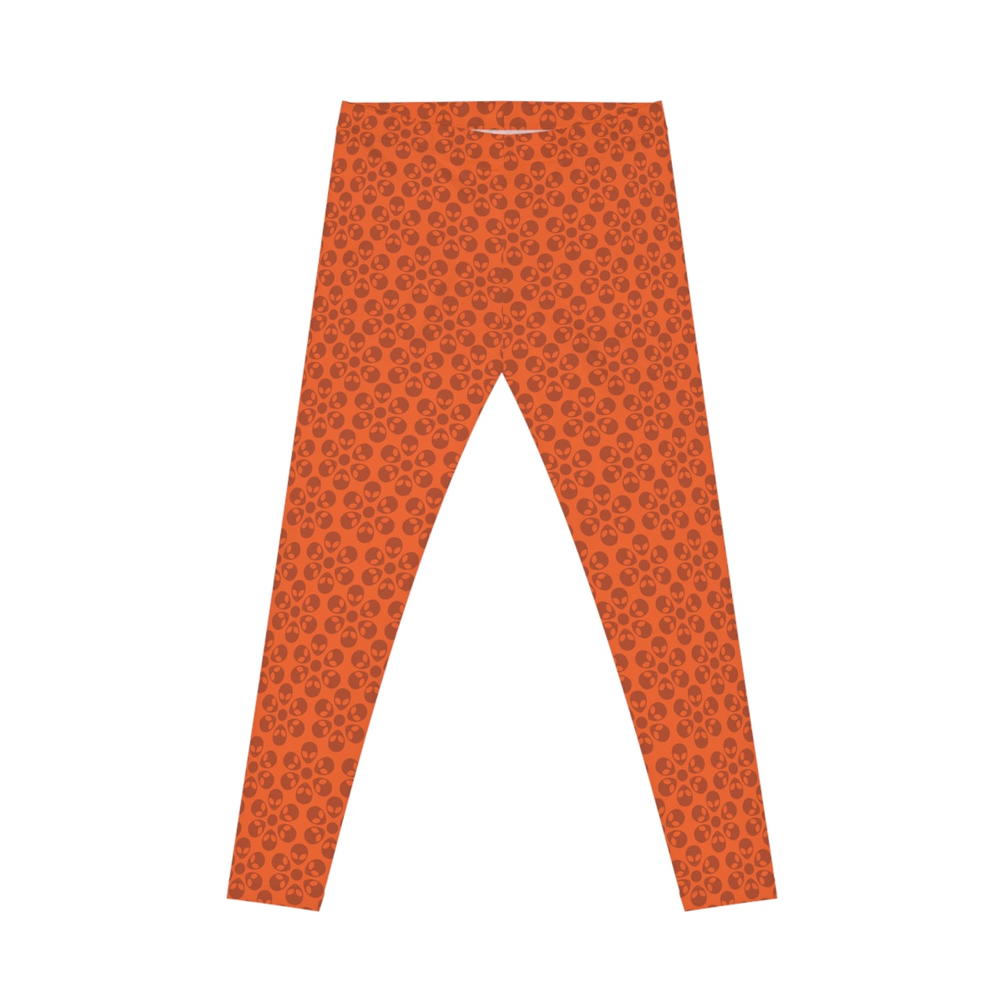 Chic Floral Leggings  Trendy Loungewear for Women Fitness Pants Yoga Wear Stylish Outfits Everyday Comfort Alien Flowers Orange