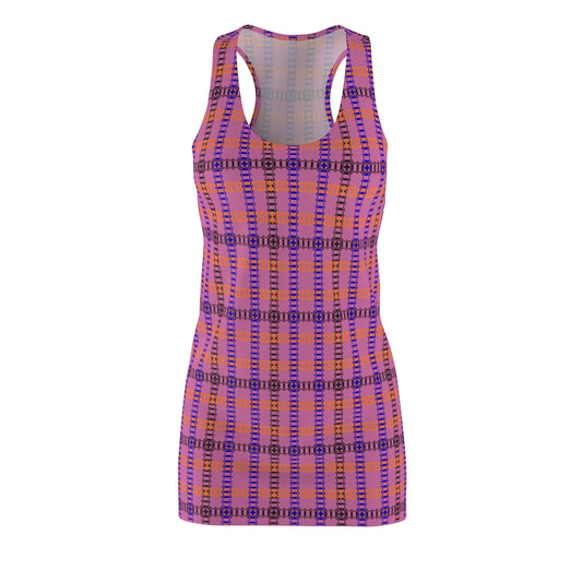 Vibrant Plaid Racerback Dress for Effortless Style Casual Summer Wear Festival Fashion Beach CoverUp Everyday Comfort Train Tracks Light Pink
