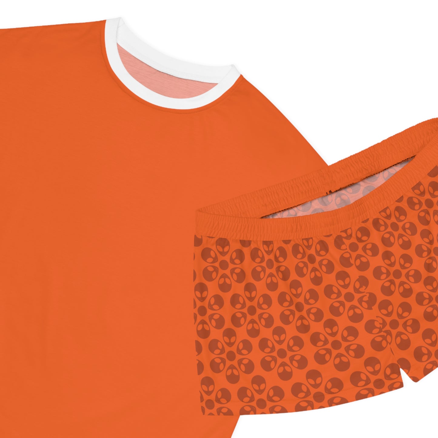 Stylish Womens Pajama Set Cozy Sleepwear AOP Floral Print Perfect for Lounging Gift for Her Summer Nights Relaxation Alien Flowers Orange