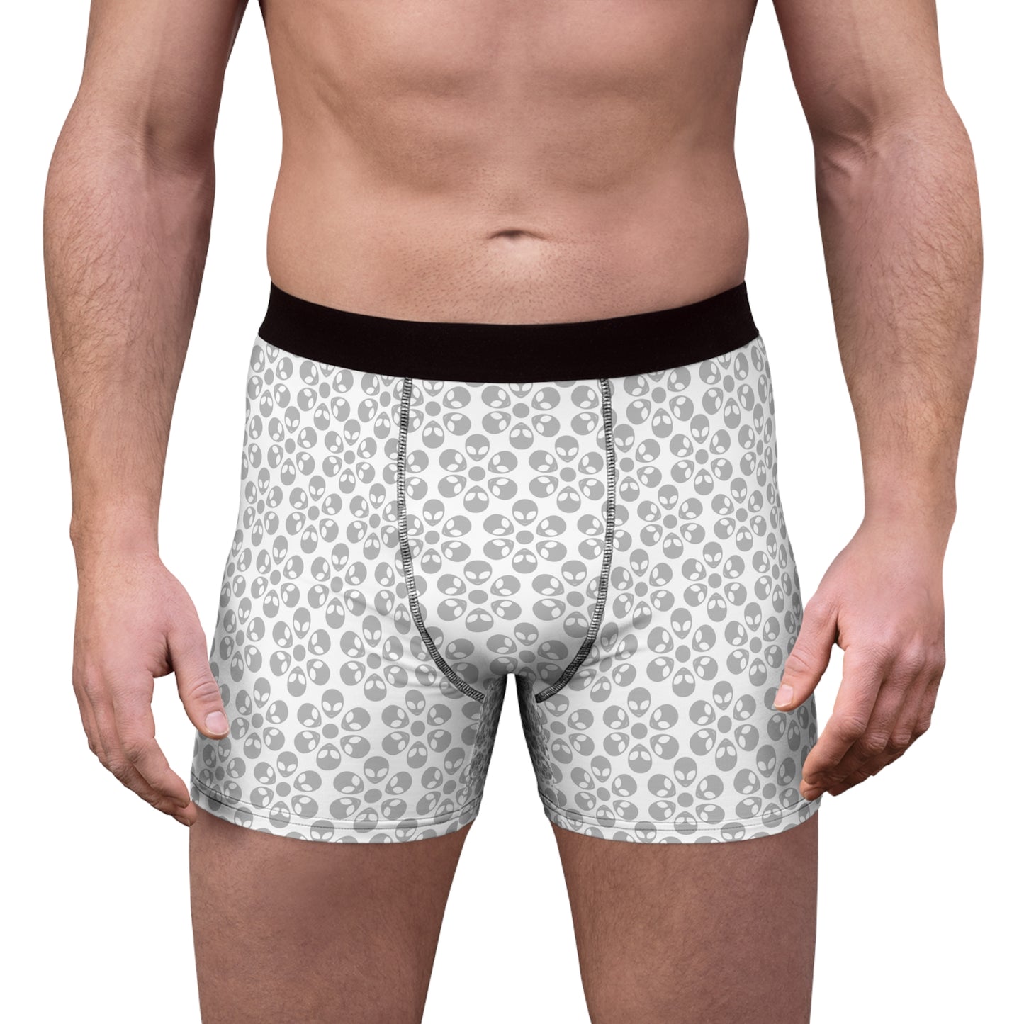 Mens Boxer Briefs  Alien Flowers White
