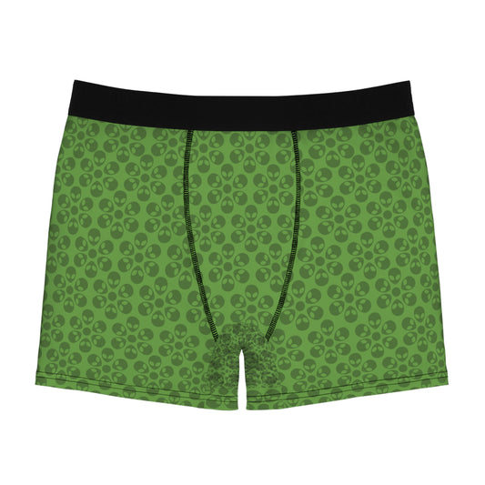 Mens Boxer Briefs  Alien Flowers Green