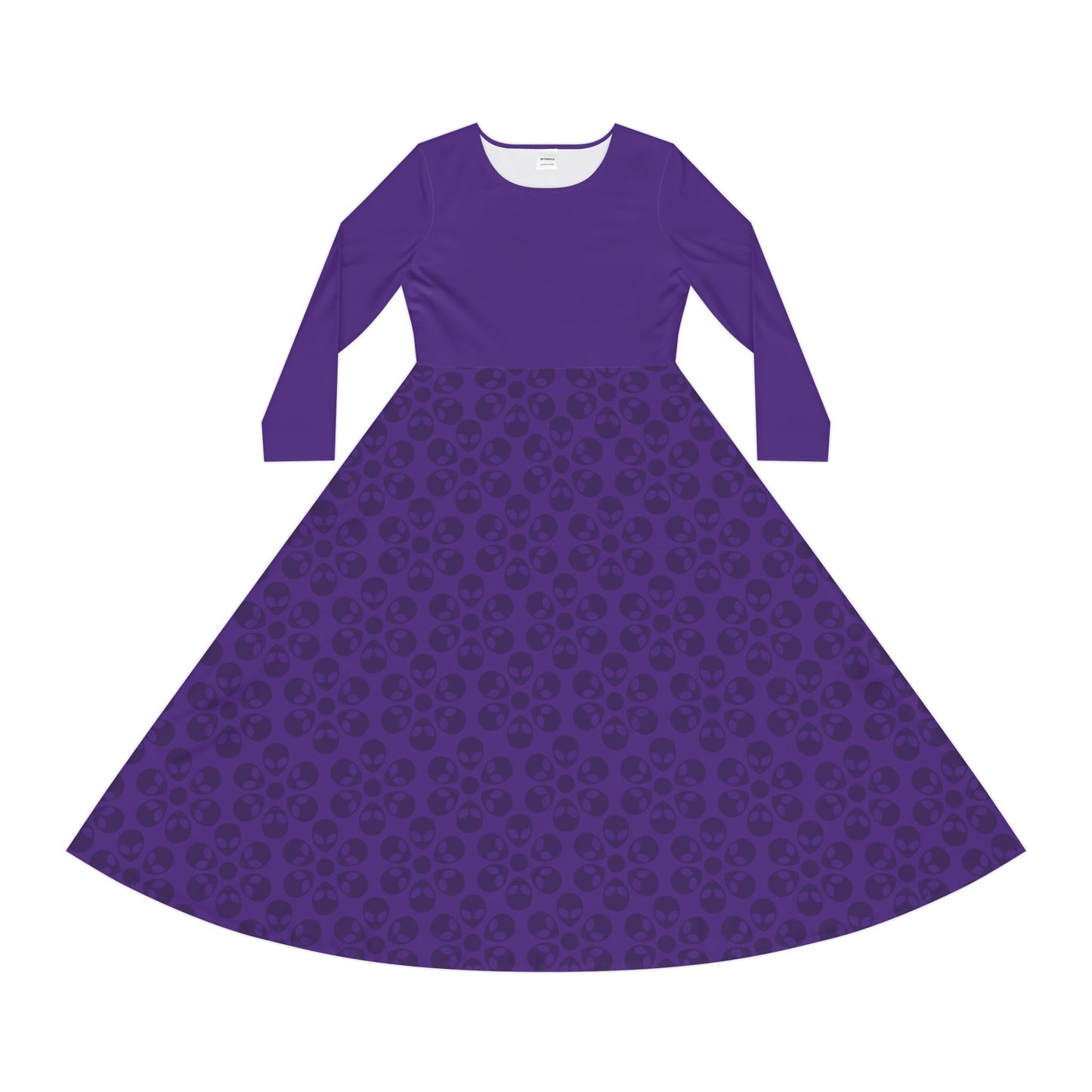 Womens Long Sleeve Dance Dress Alien Flowers Purple