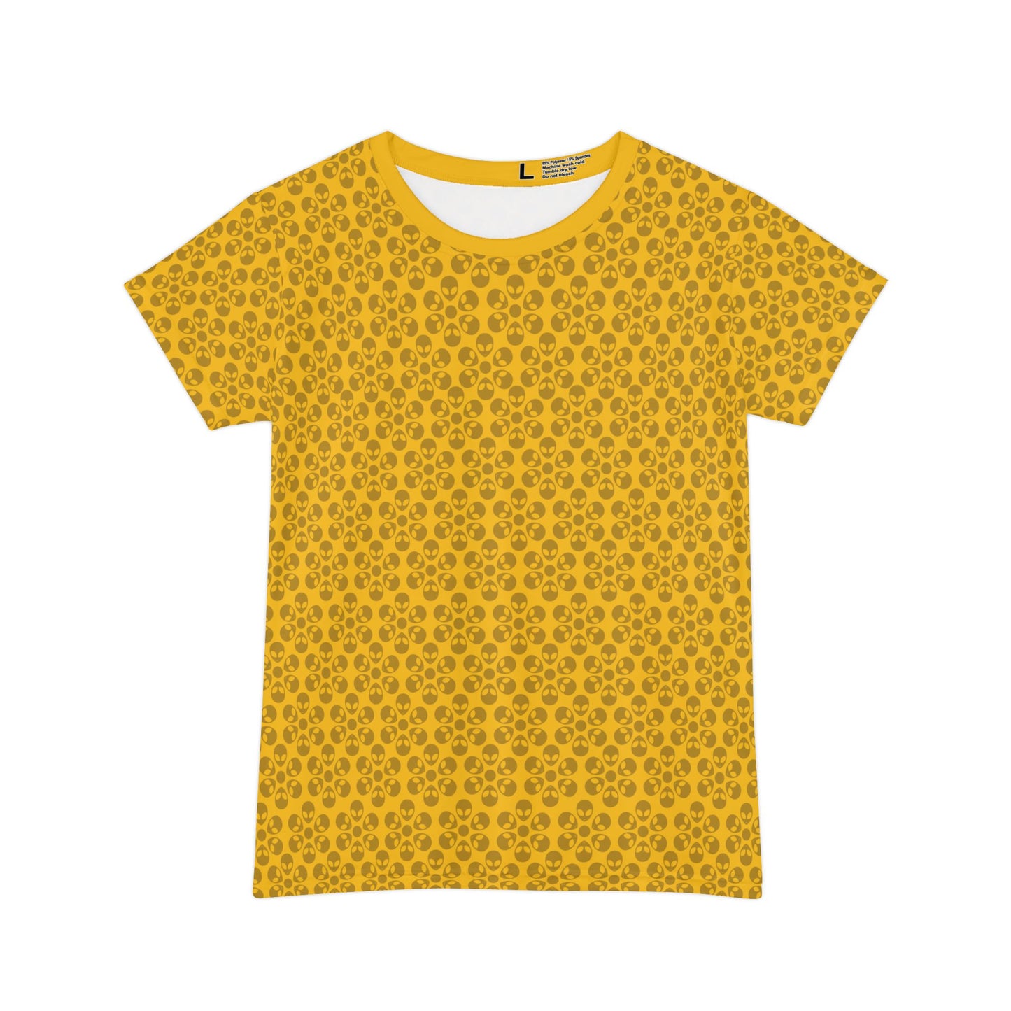 Womens Short Sleeve Shirt Alien Flowers Yellow