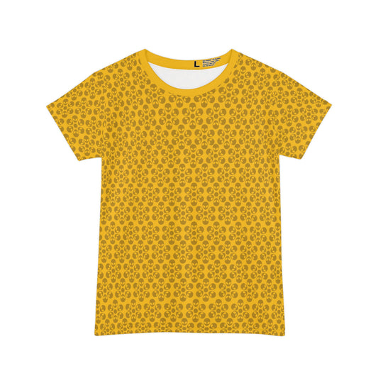 Womens Short Sleeve Shirt Alien Flowers Yellow