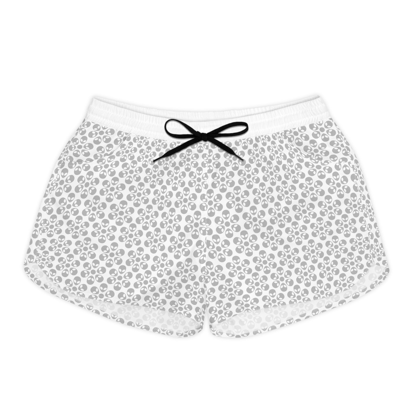 Casual Alien Print Shorts for Women Fashionable Summer Loungewear Perfect for Lounging Yoga Beach Summer Vacations Gifts Alien Flowers White
