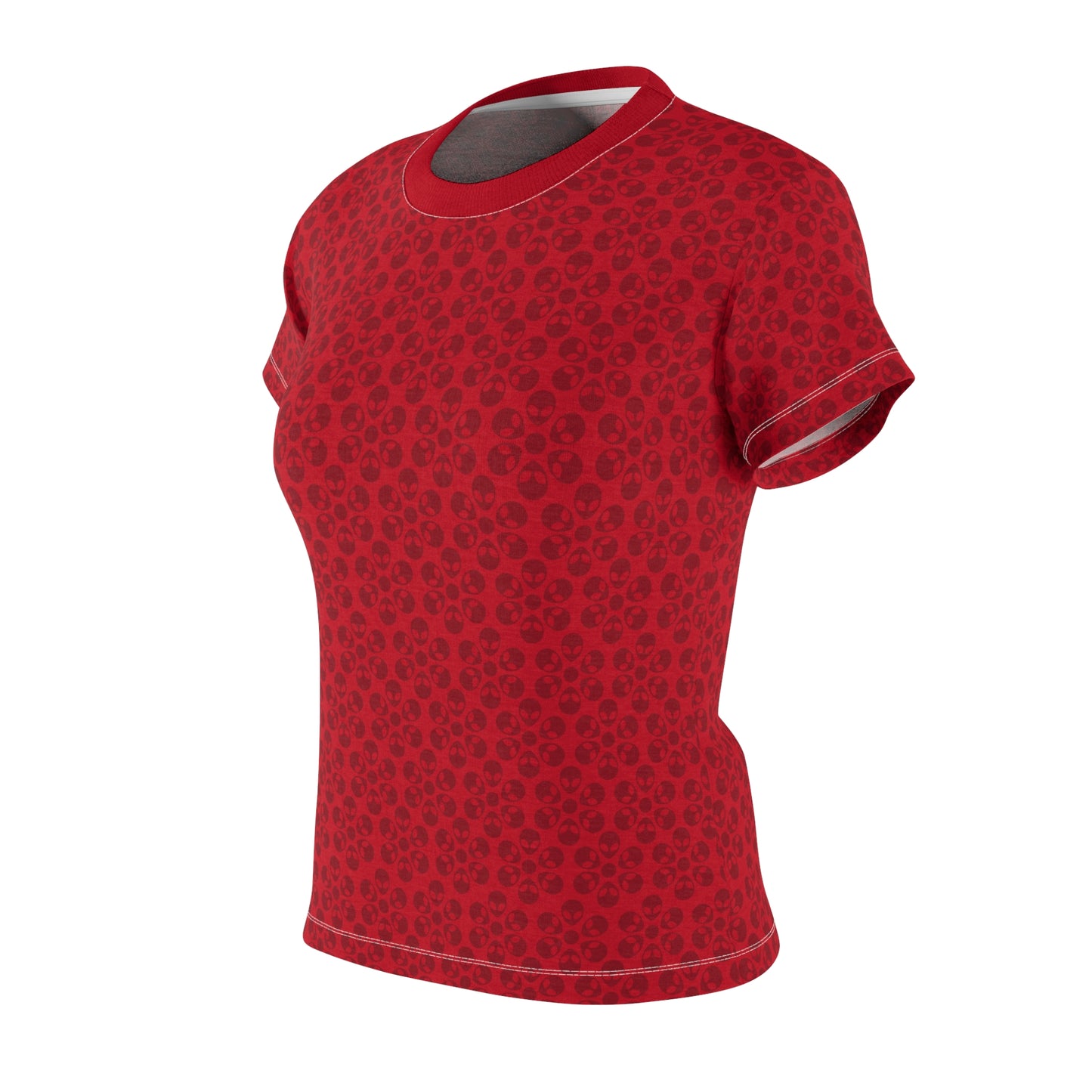 Stylish Womens Floral Tee  Casual Trendy Summer Fashion Gift for Her Short Sleeve Top Alien Flowers Dark Red