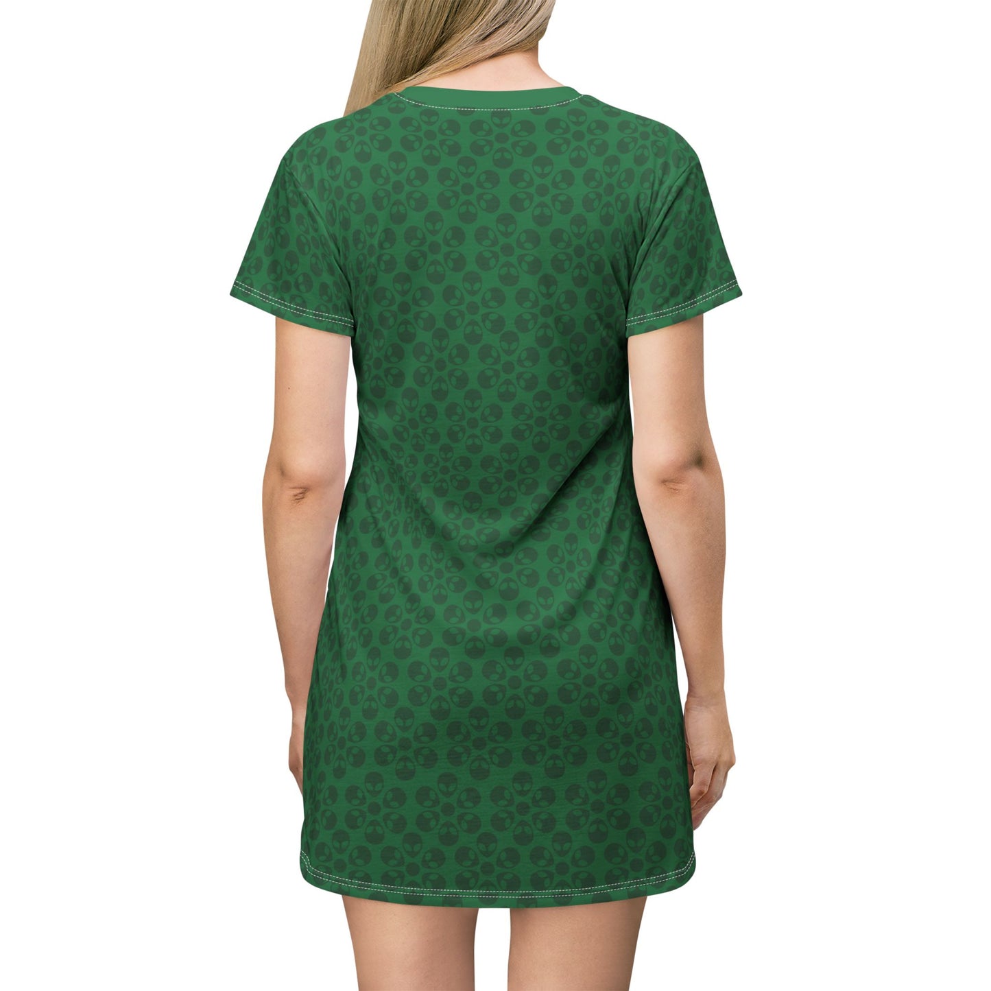 Floral Pattern TShirt Dress Casual Summer Dress Cute Dress for Women Floral Print Dress Trendy Everyday Wear Perfect for Beach Alien Flowers Dark Green
