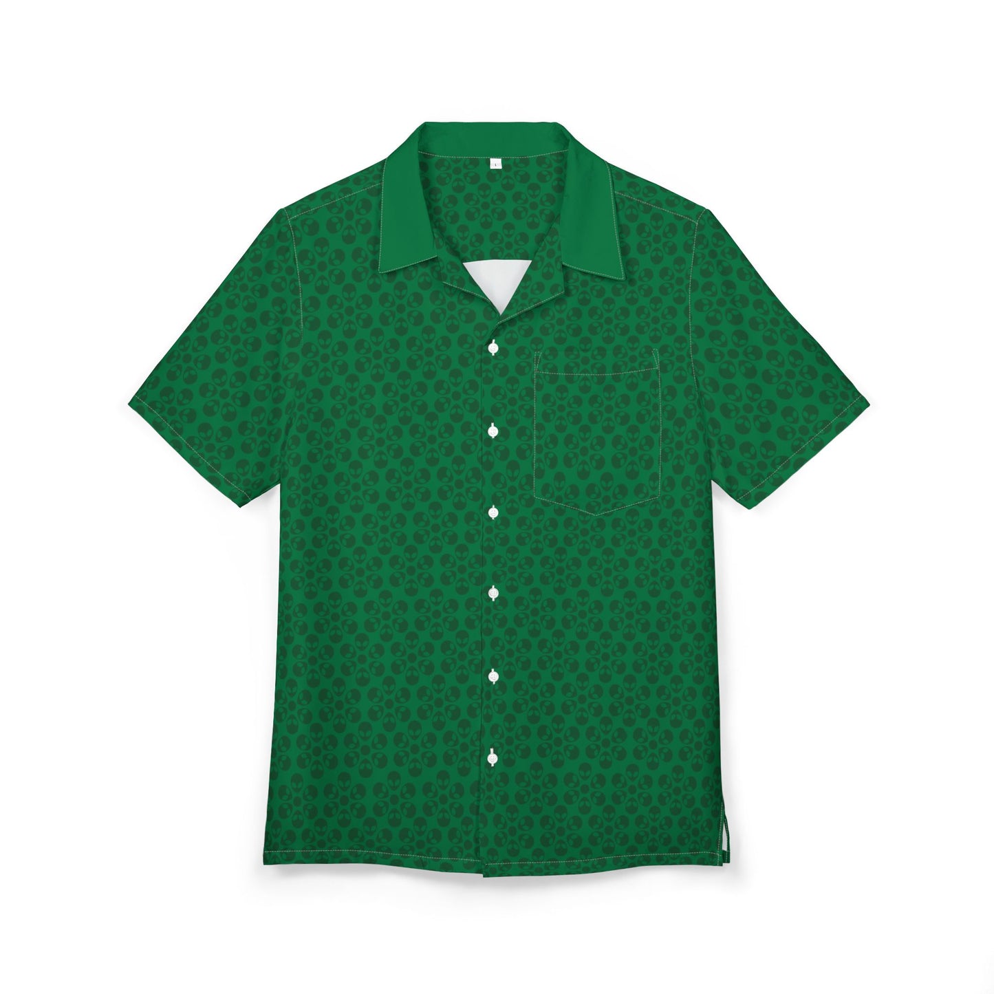 Unisex Hawaiian ButtonDown Shirt  Tropical Vibe Summer Apparel Beachwear Vacation Outfit Casual Wear Alien Flowers Dark Green