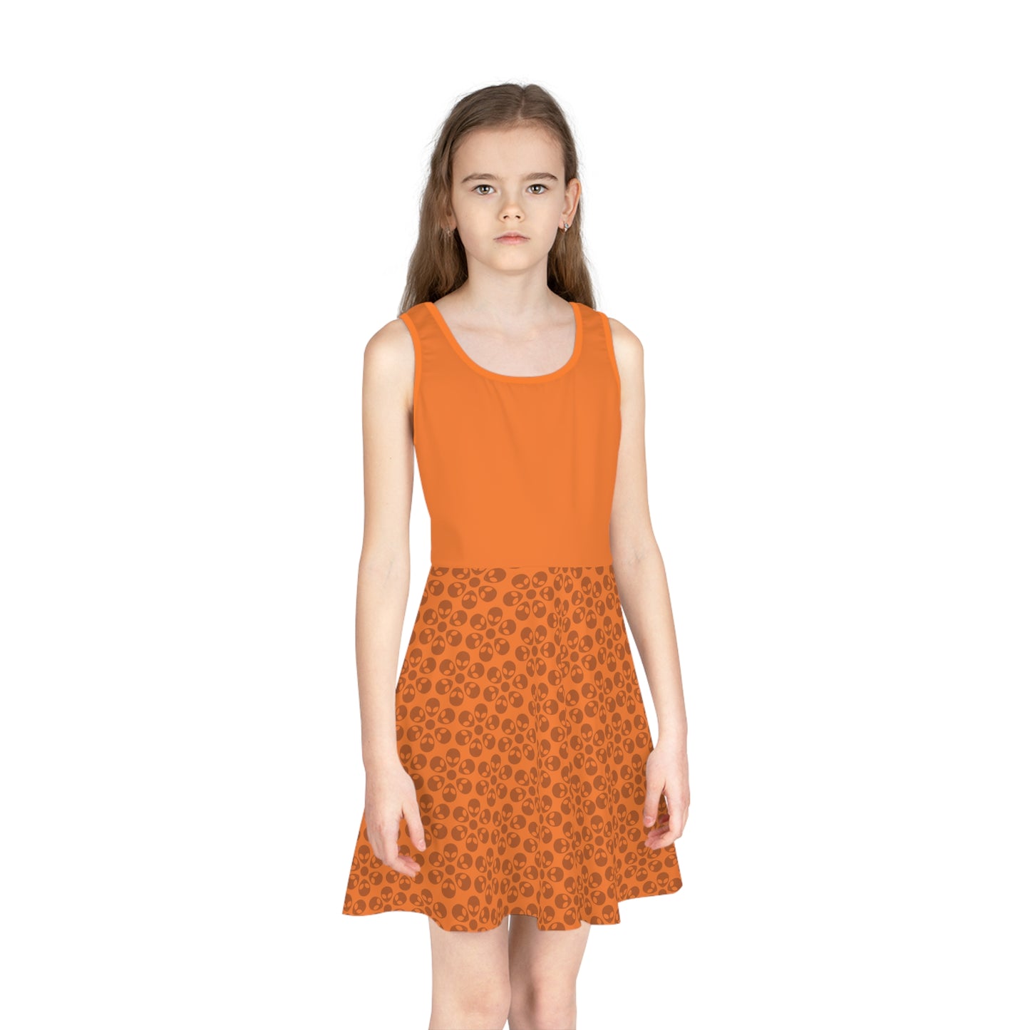 Girls Floral Sleeveless Sundress Cute Summer Dress Kids Fashion Birthday Outfit Playful Floral Pattern Spring Dress Alien Flowers Crusta