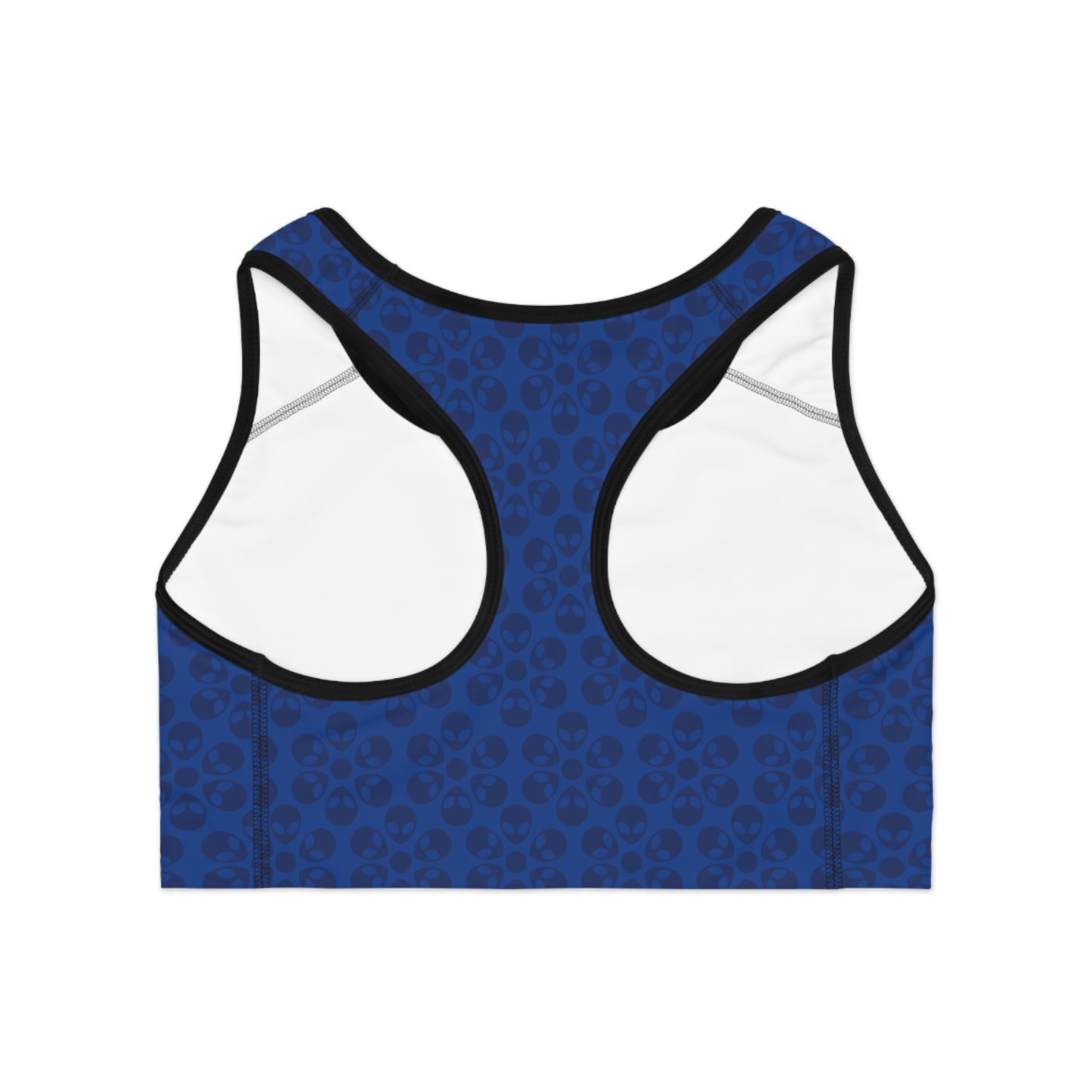 Trendy Floral Pattern Sports Bra Workout Bra for Women Fitness Gear Yoga Top Gym Wear Gift for Athletes Alien Flowers Dark Blue