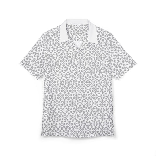 Unisex Hawaiian ButtonDown Shirt  Tropical Vibe Summer Apparel Beachwear Vacation Outfit Casual Wear Alien Flowers White
