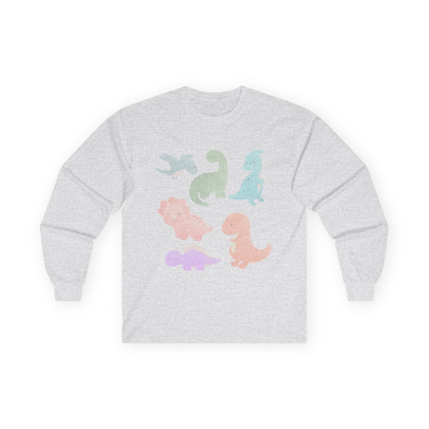 Cute Dinosaur Long Sleeve Tee, Unisex Dino Shirt, Kids and Teens Gift, Fun Casual Wear, Ideal for Birthdays, Holidays, and Everyday