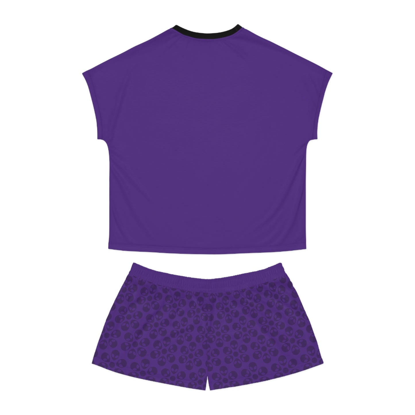 Stylish Womens Pajama Set Cozy Sleepwear AOP Floral Print Perfect for Lounging Gift for Her Summer Nights Relaxation Alien Flowers Purple