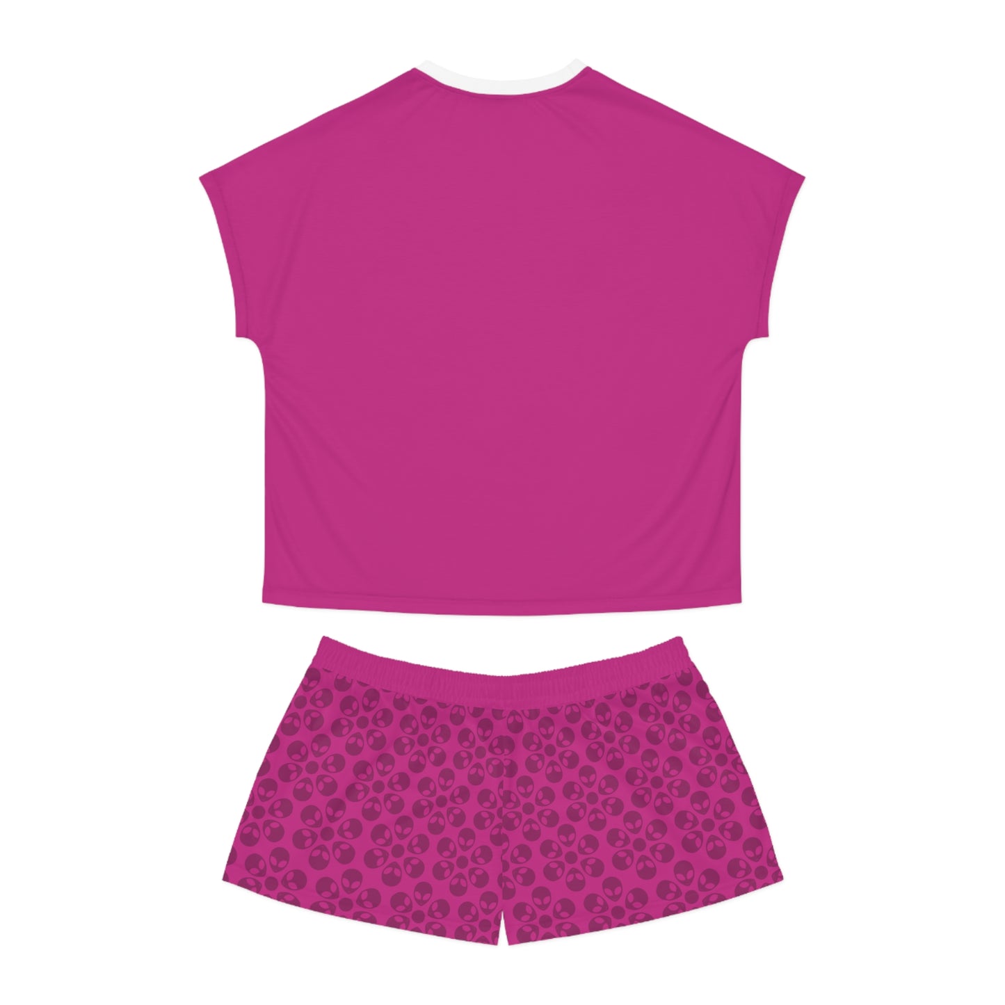 Stylish Womens Pajama Set Cozy Sleepwear AOP Floral Print Perfect for Lounging Gift for Her Summer Nights Relaxation Alien Flowers Pink