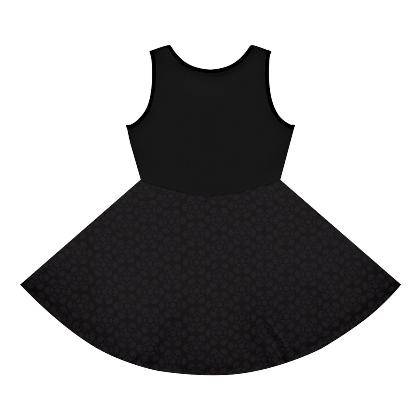 Girls Floral Sleeveless Sundress Cute Summer Dress Kids Fashion Birthday Outfit Playful Floral Pattern Spring Dress Alien Flowers Black