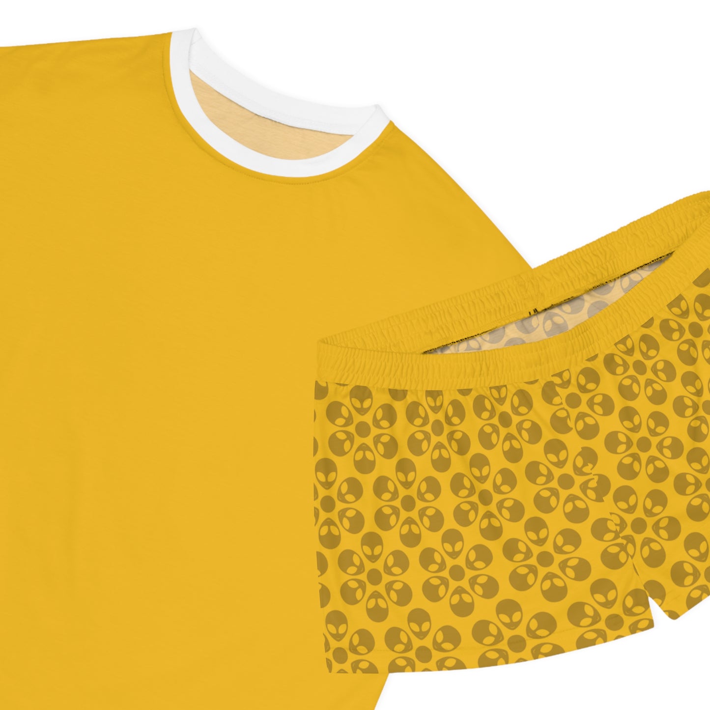 Stylish Womens Pajama Set Cozy Sleepwear AOP Floral Print Perfect for Lounging Gift for Her Summer Nights Relaxation Alien Flowers Yellow