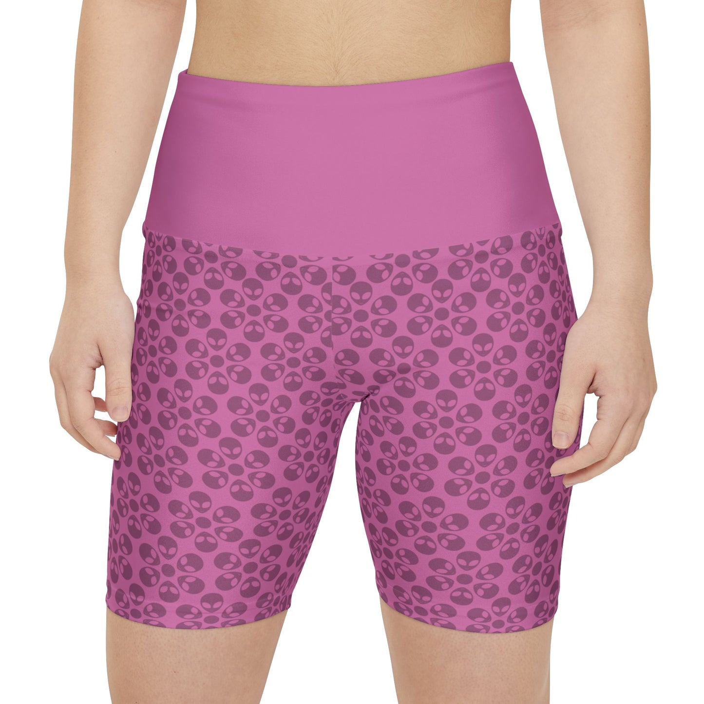 Womens Workout Shorts  Alien Flowers Light Pink