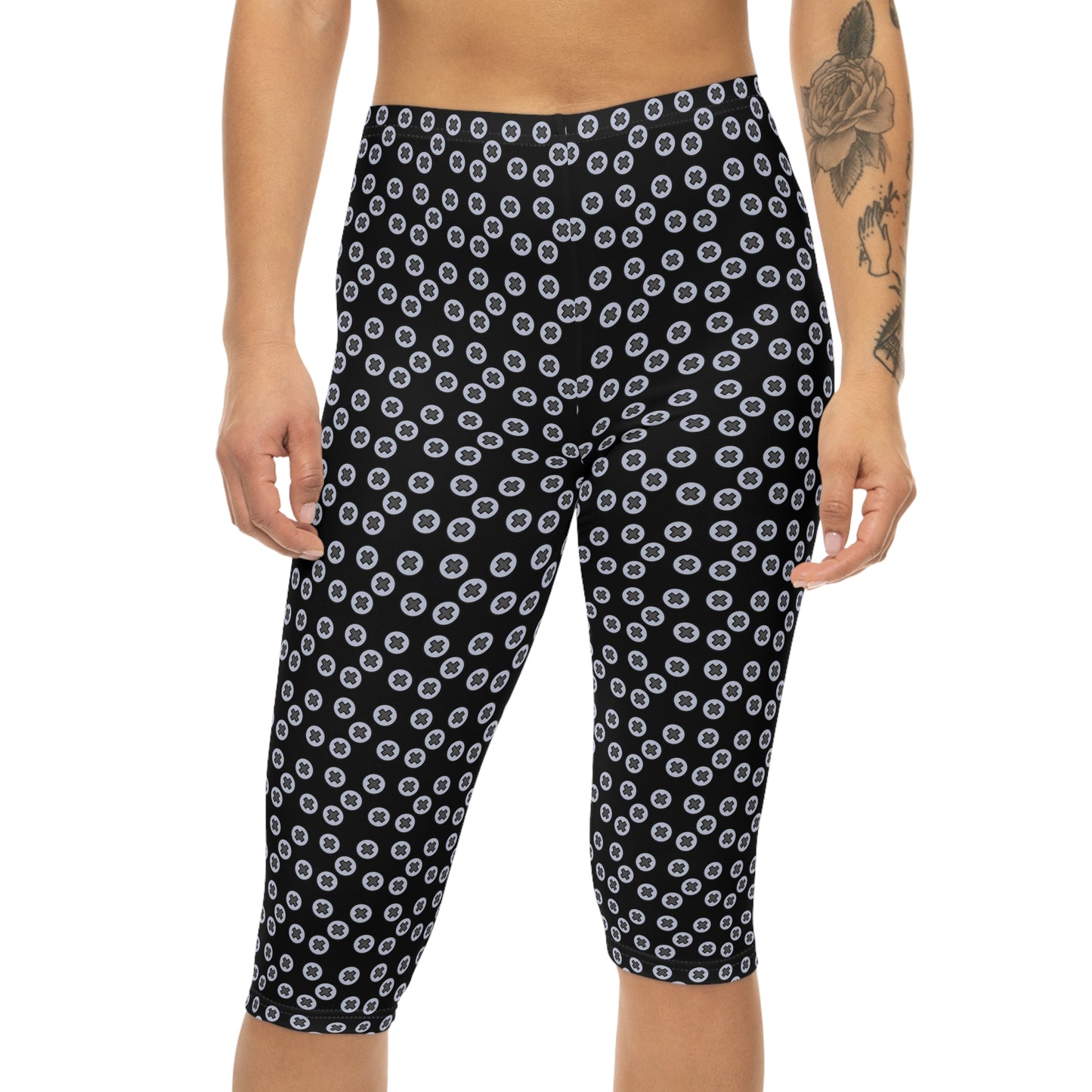 Chic Women’s Capri Leggings, Comfortable Yoga Pants, Stylish Athleisure Wear, Perfect for Summer, Casual Outings, Gift for Her - Black