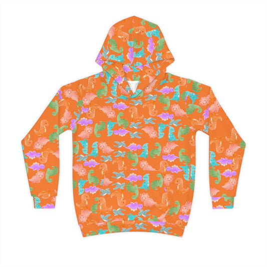 Colorful Dino Childrens Hoodie | Cozy Kidswear Beachwear Summer Adventure Birthday Gift Cute Animal Apparel Rainbow Dinos Crusta