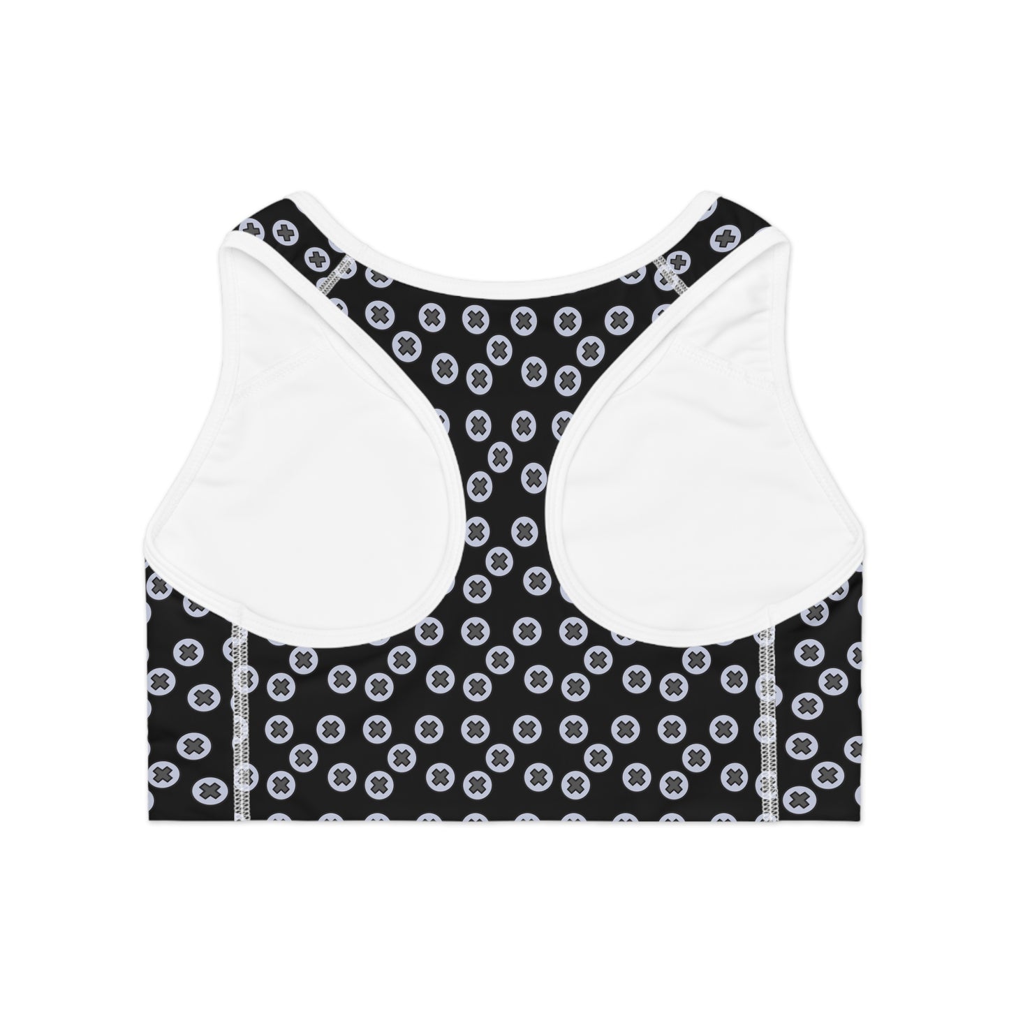 Patterned Sports Bra - Stylish Activewear for Fitness, Gym or Yoga- Screwed - Black