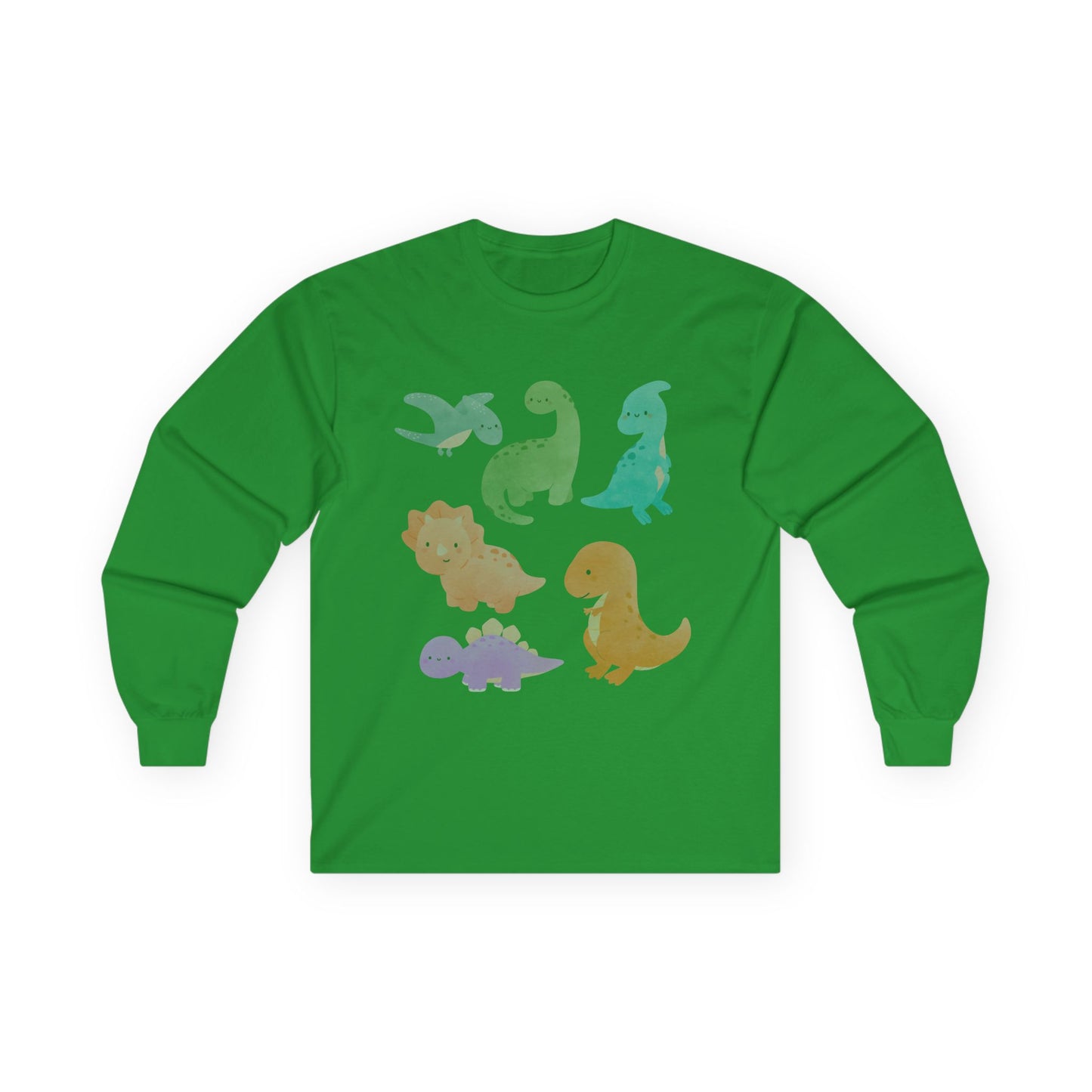 Cute Dinosaur Long Sleeve Tee, Unisex Dino Shirt, Kids and Teens Gift, Fun Casual Wear, Ideal for Birthdays, Holidays, and Everyday