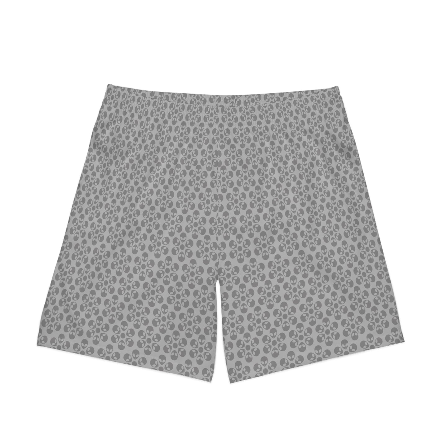 Mens Elastic Beach Shorts  Alien Flowers Light Grey