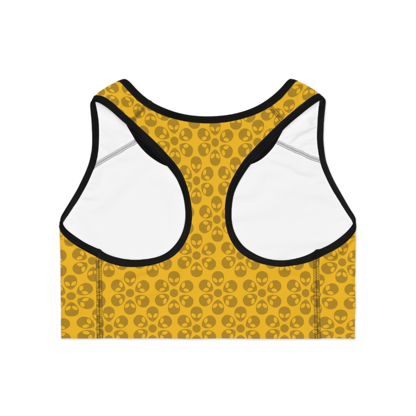 Trendy Floral Pattern Sports Bra Workout Bra for Women Fitness Gear Yoga Top Gym Wear Gift for Athletes Alien Flowers Yellow