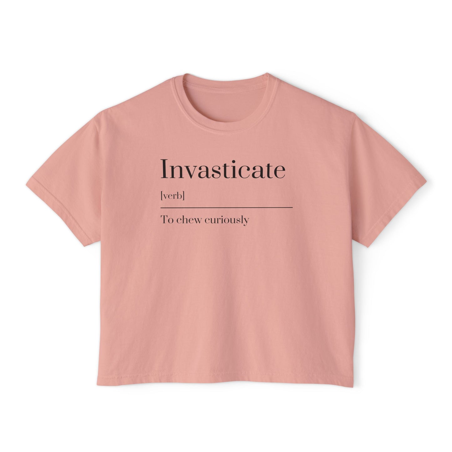 Curious Adventure Women's Boxy Tee, Casual Summer Top, Gift for Foodies, Vintage Inspired Shirt, Chew Curiously Tee