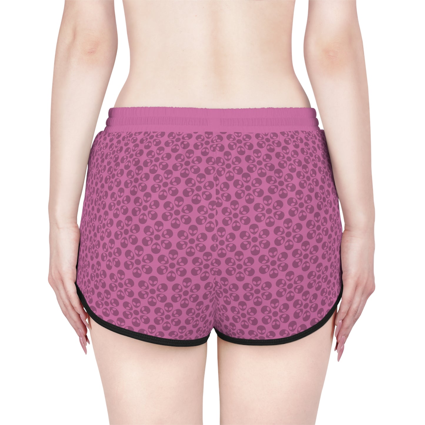 Womens Relaxed Shorts  Alien Flowers Light Pink