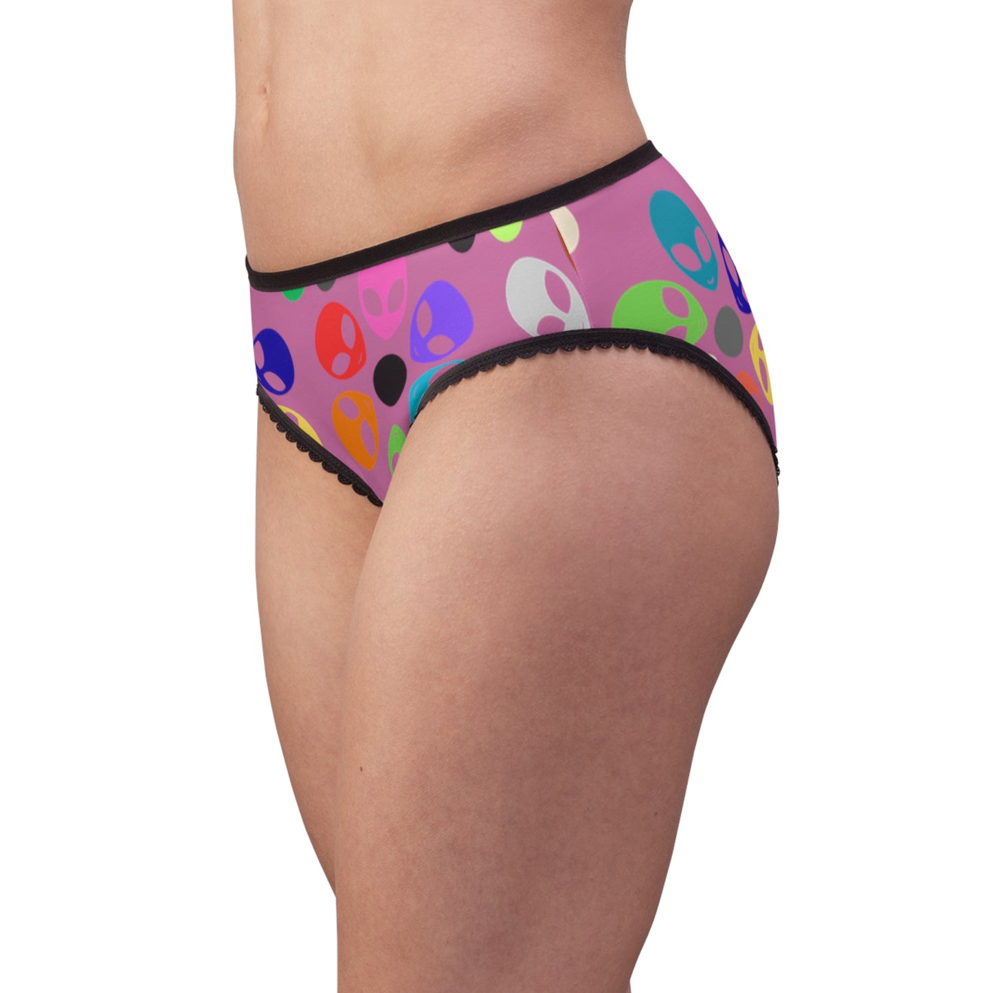 Colorful Alien Flower Womens Briefs Fun Underwear Unique Lingerie Set Gift for Her Festival Fashion Comfortable Panties Alien Rainbow Flowers Light Pink