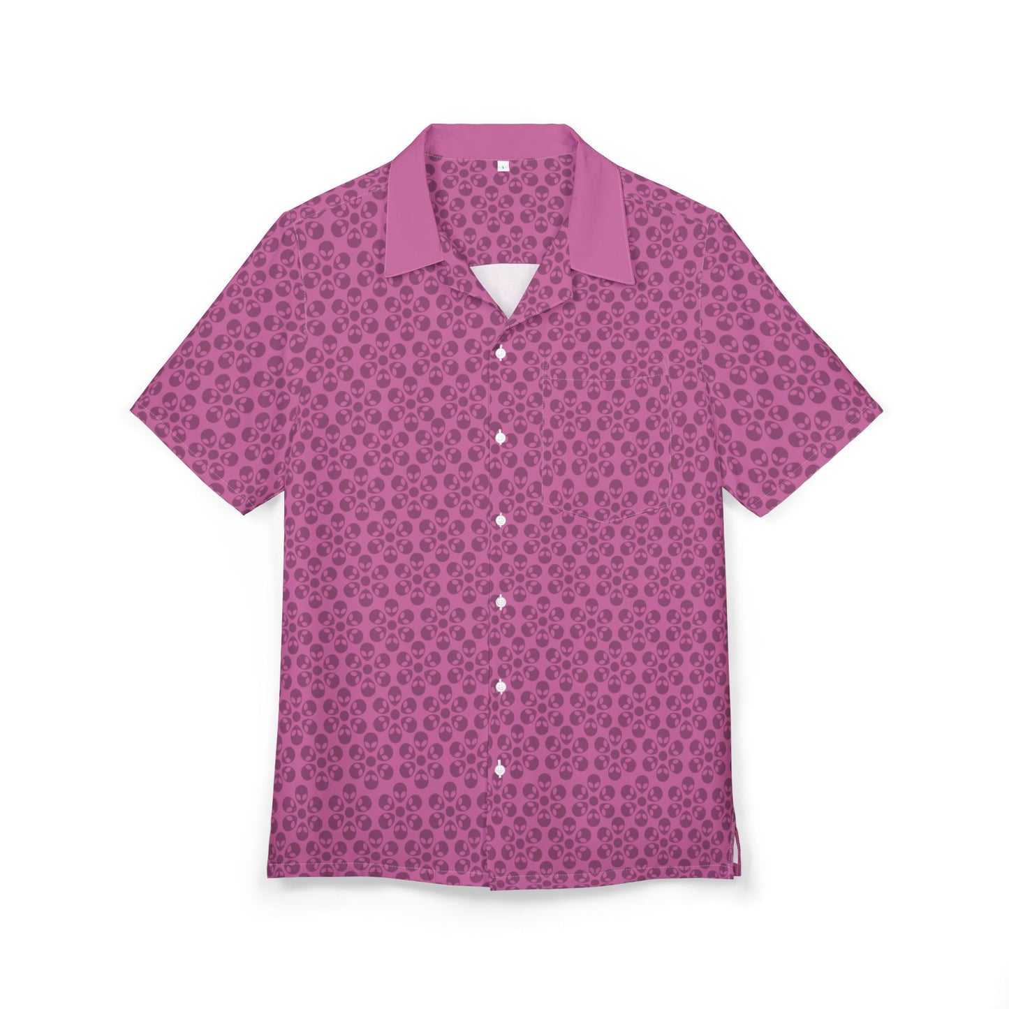 Unisex Hawaiian ButtonDown Shirt  Tropical Vibe Summer Apparel Beachwear Vacation Outfit Casual Wear Alien Flowers Light Pink