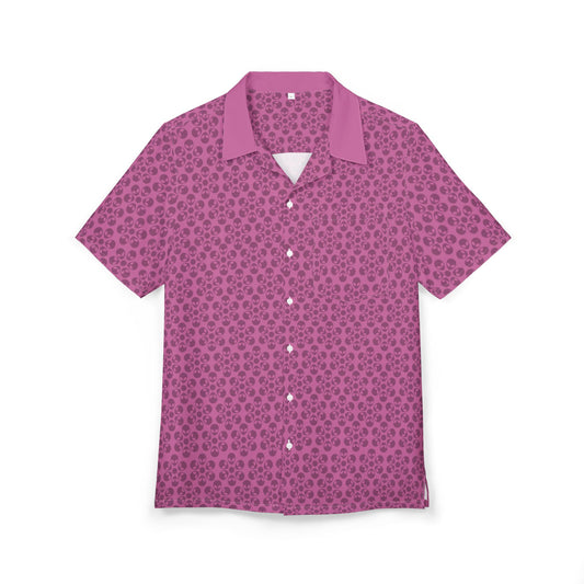 Unisex Hawaiian ButtonDown Shirt  Tropical Vibe Summer Apparel Beachwear Vacation Outfit Casual Wear Alien Flowers Light Pink