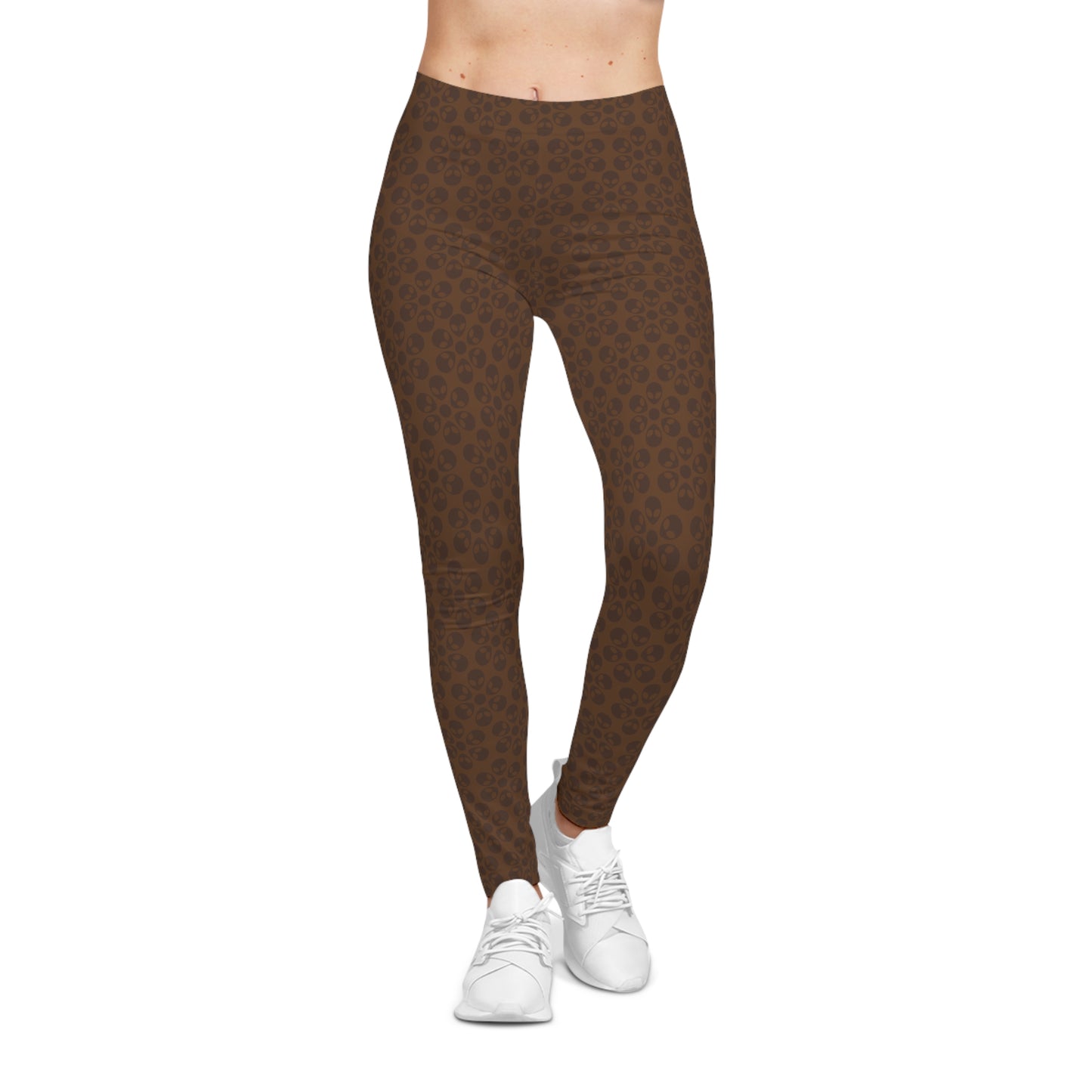 Chic Floral Leggings  Trendy Loungewear for Women Fitness Pants Yoga Wear Stylish Outfits Everyday Comfort Alien Flowers Brown