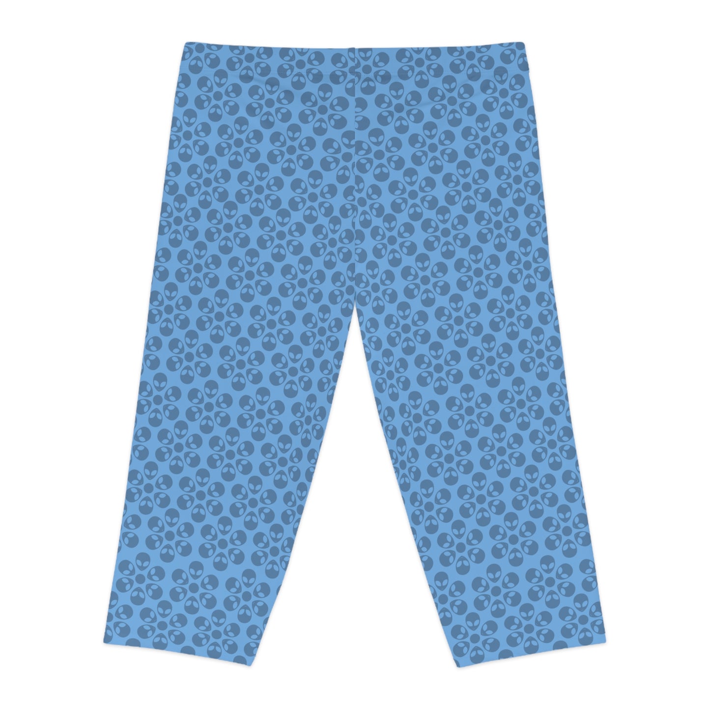 Womens Capri Leggings Alien Flowers Light Blue