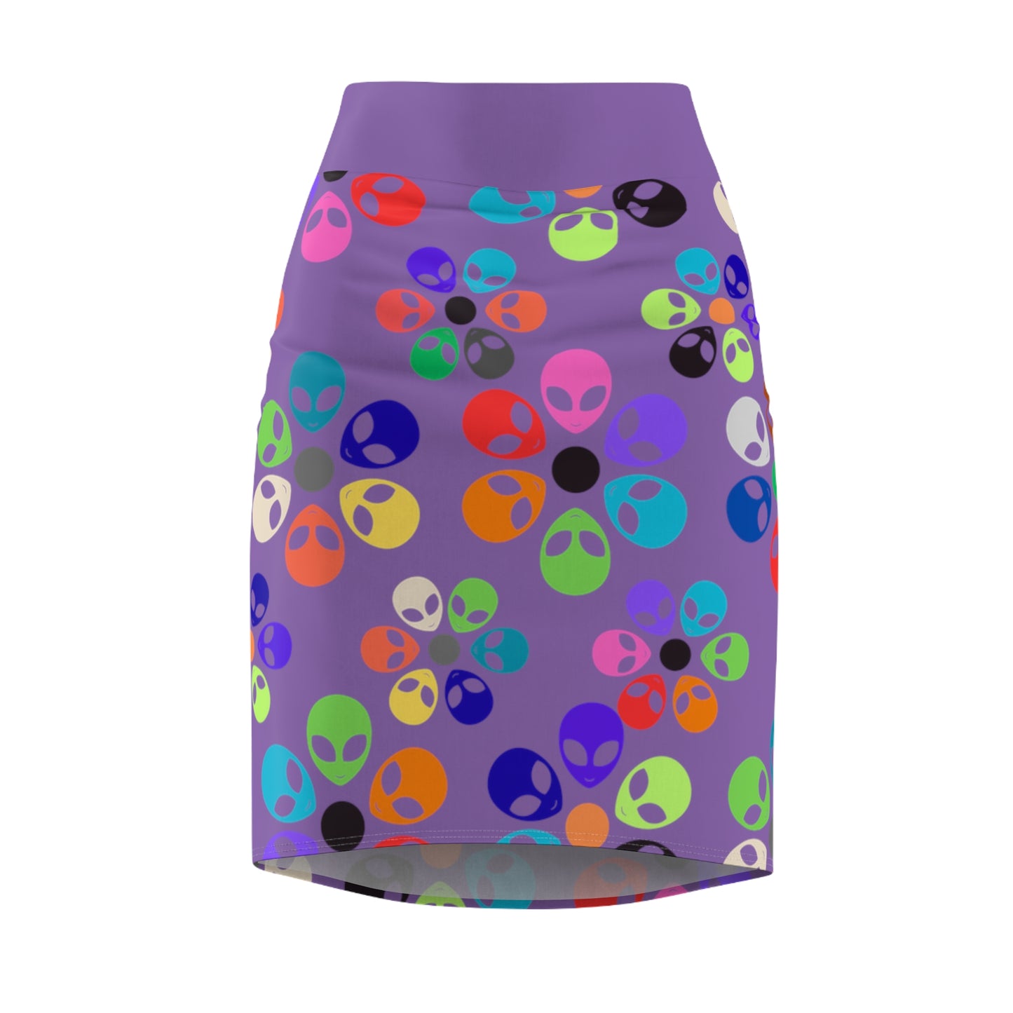 Colorful Alien Floral Womens Pencil Skirt Trendy Skirt for Spring Fashion Party Wear Festival Outfit Gift for Her Alien Rainbow Flowers Light Purple