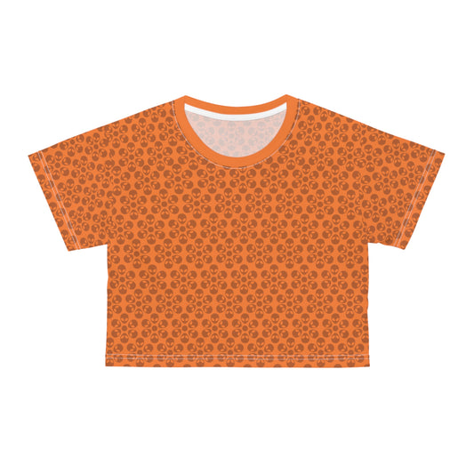 Feminine Floral Crop Tee Trendy Summer Top Aesthetic Graphic Shirt Casual Outfit Unique Gift for Her Vintage Style Tee Alien Flowers Crusta