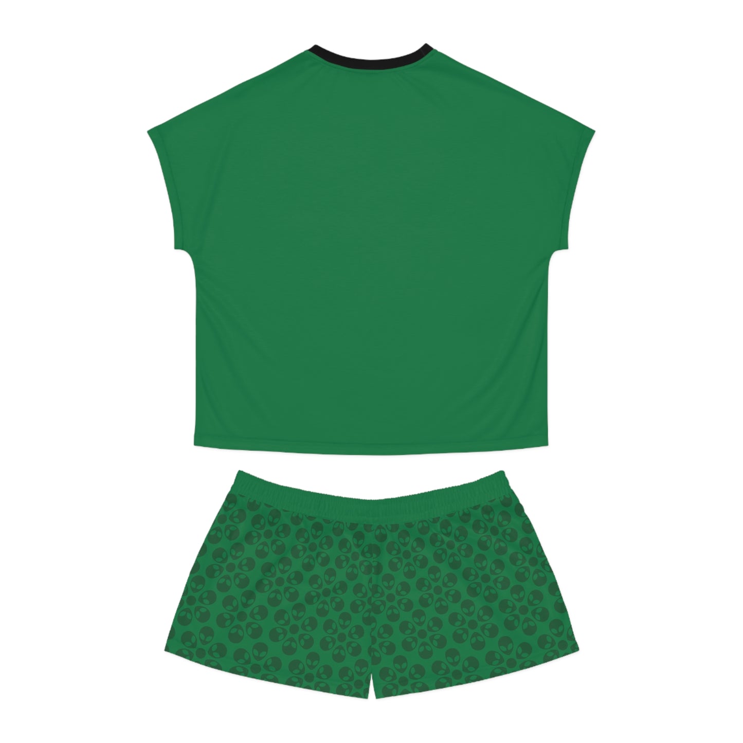 Stylish Womens Pajama Set Cozy Sleepwear AOP Floral Print Perfect for Lounging Gift for Her Summer Nights Relaxation Alien Flowers Dark Green