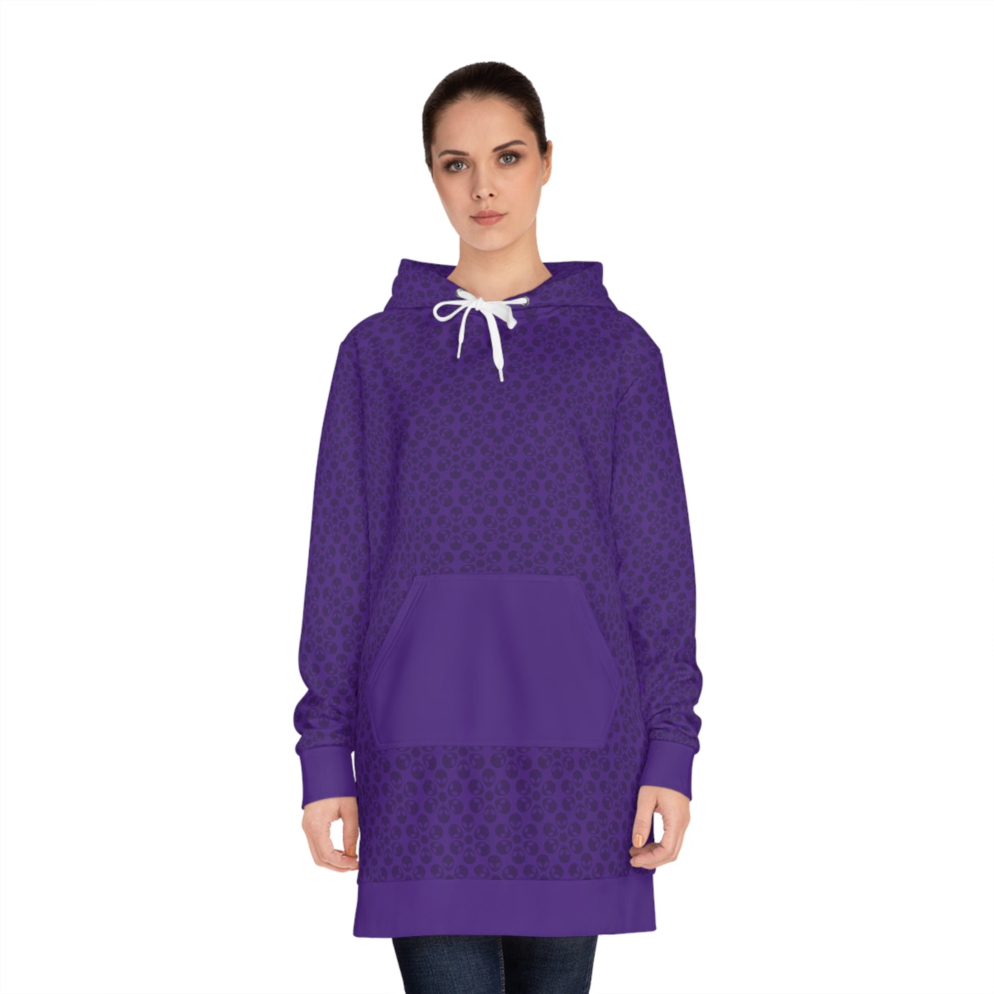 Womens Hoodie Dress  Alien Flowers Purple