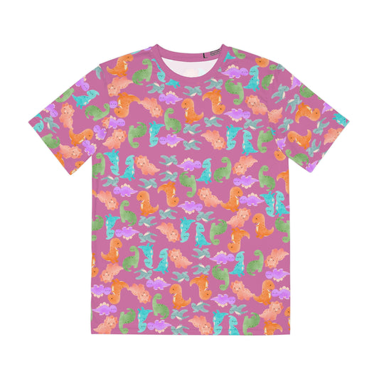 Colorful Dino Tee  Fun Playful Shirt for Ocean Lovers Casual Wear Summer Outfits Beach Activities Gifts for Him Rainbow Dinos Light Pink