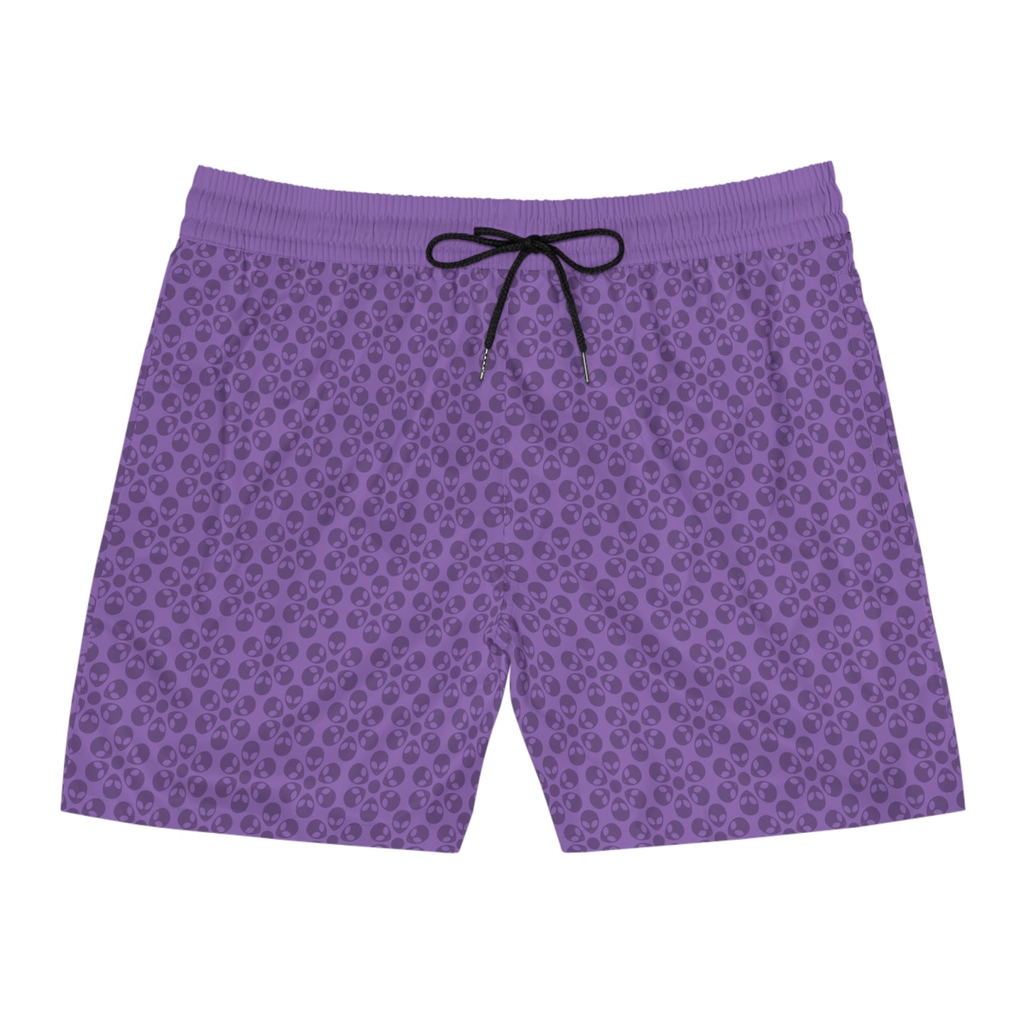 Stylish Mens MidLength Swim Shorts Beachwear Vacation Essentials Poolside Comfort Summer Outfit Trendy Swimwear Alien Flowers Light Purple