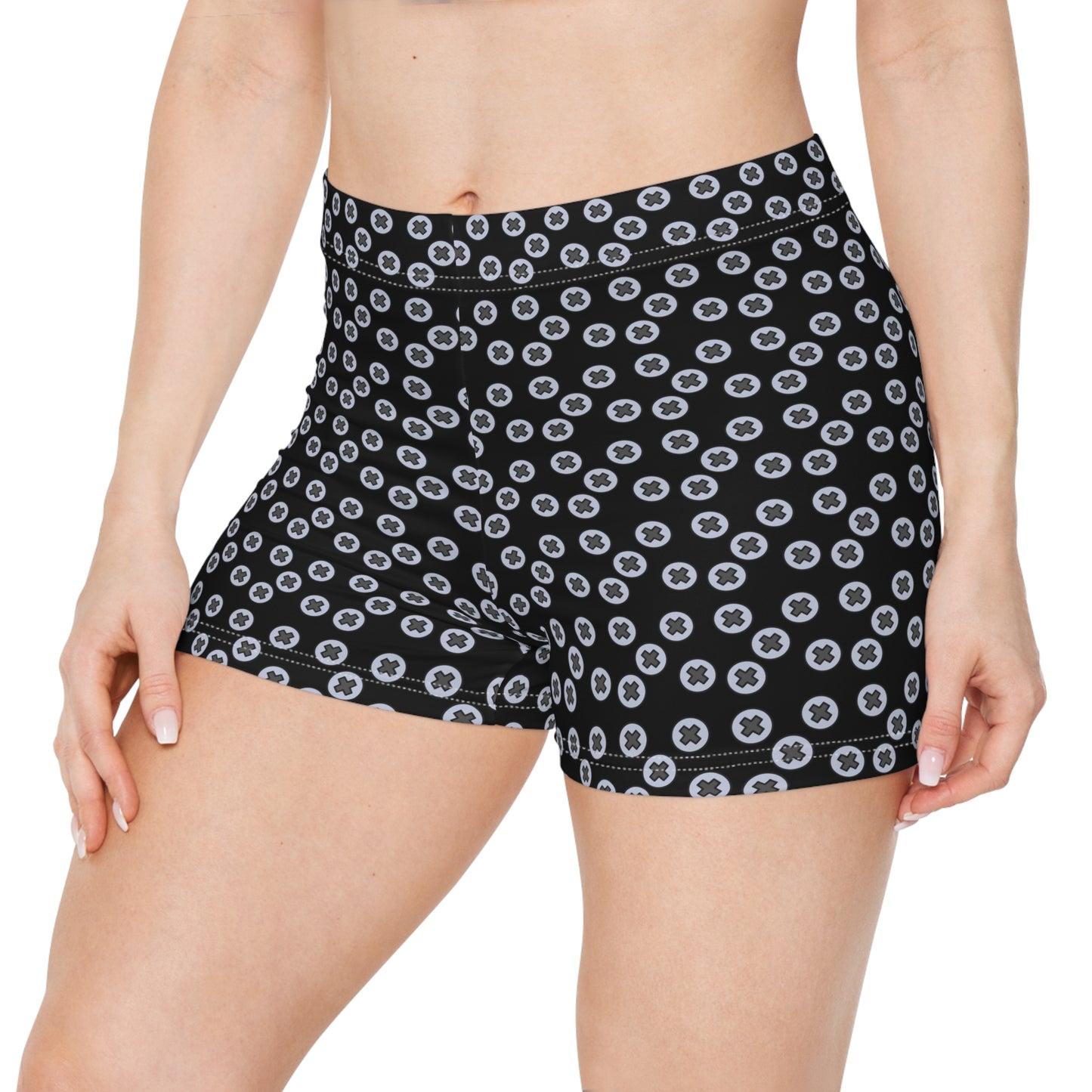 Women's Patterned Shorts - Trendy Summer Style, Sleepwear, Beachwear, Casual Outfits, Gifts for Her, Everyday Comfort - Black